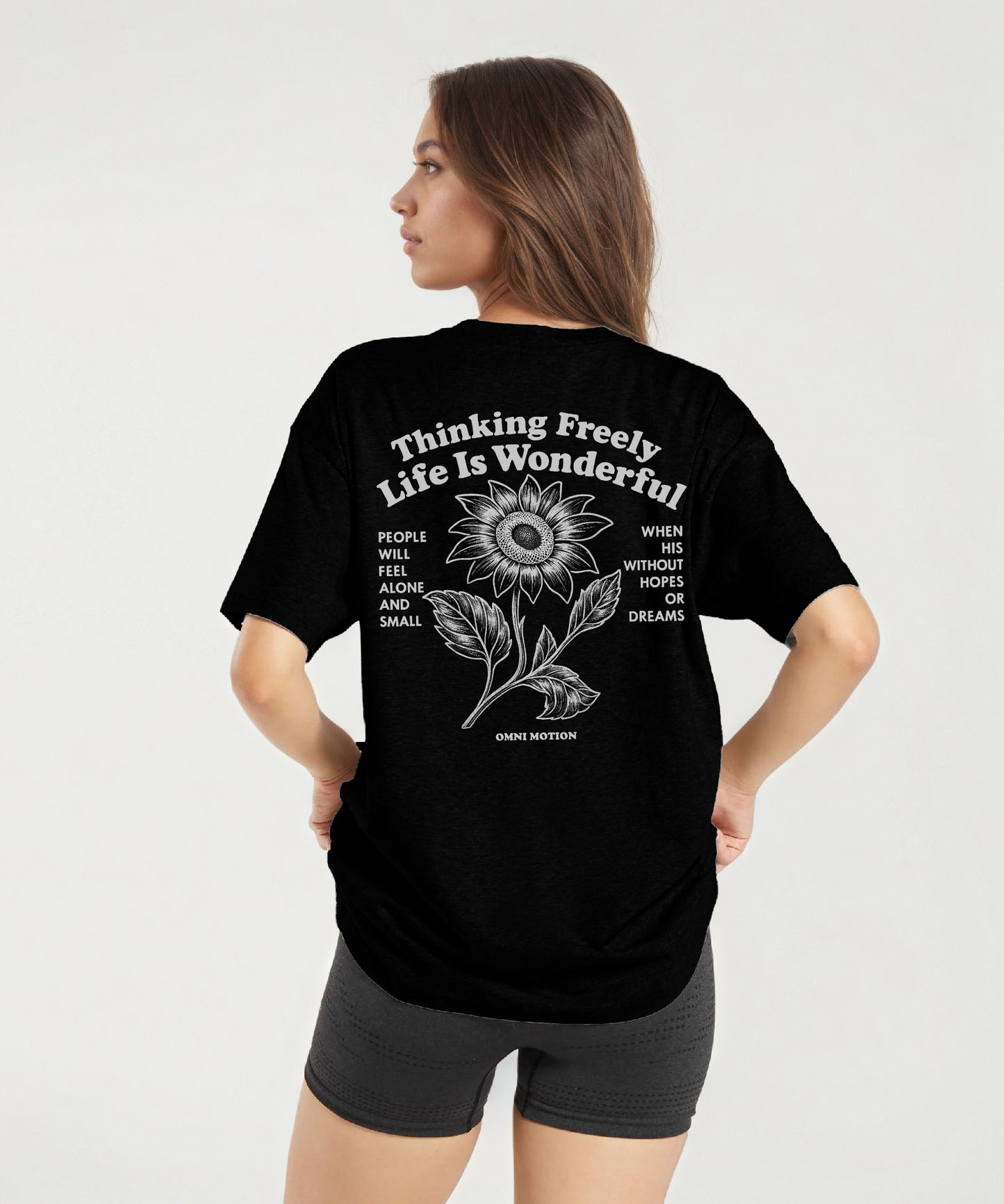 Omni Motion Oversized Graphic Tees Cute Sunflower Inspiration Tops