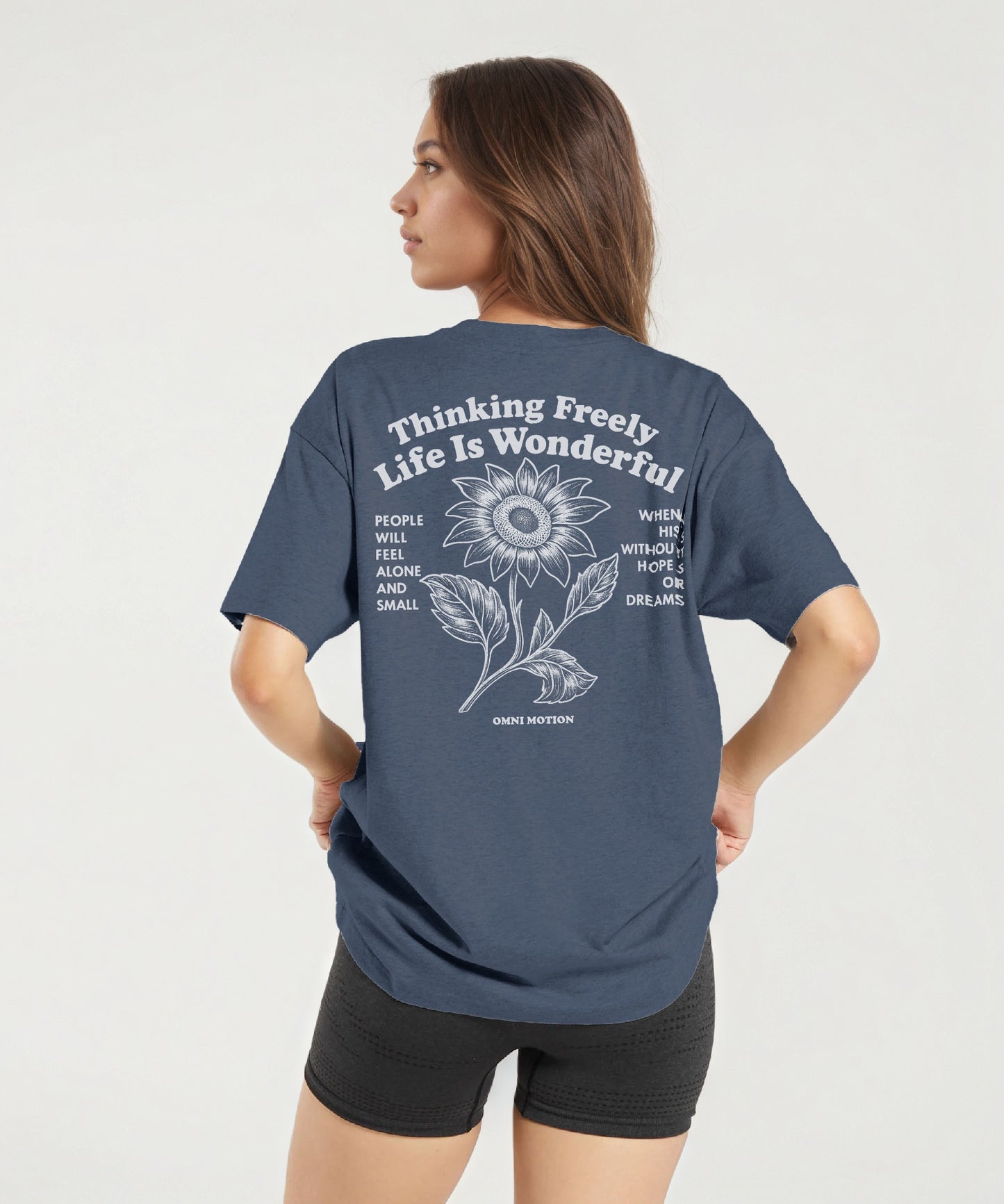 Omni Motion Oversized Graphic Tees Cute Sunflower Inspiration Tops