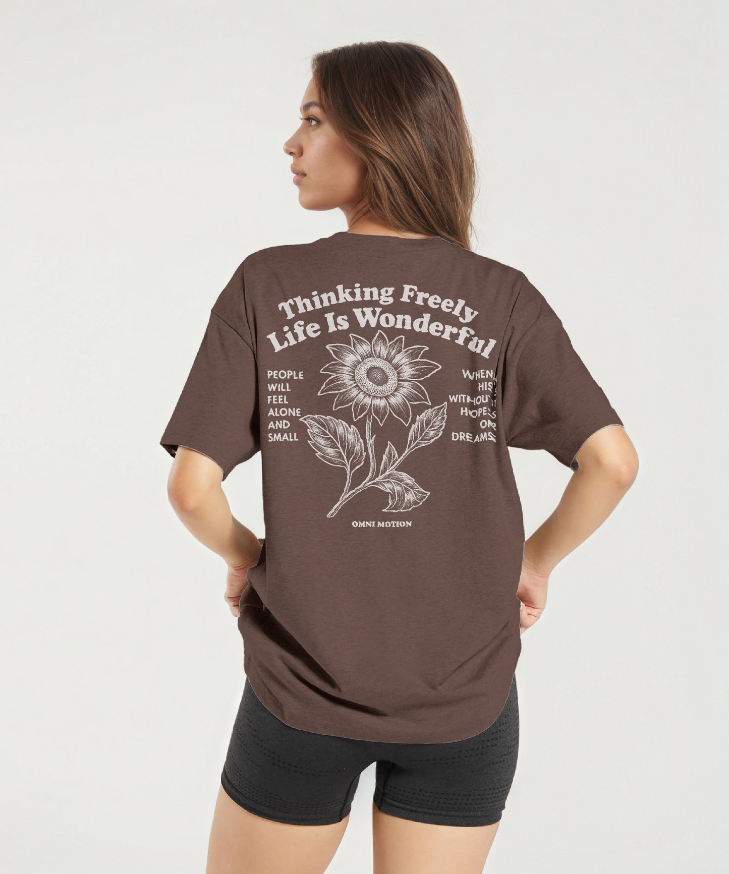 Omni Motion Oversized Graphic Tees Cute Sunflower Inspiration Tops
