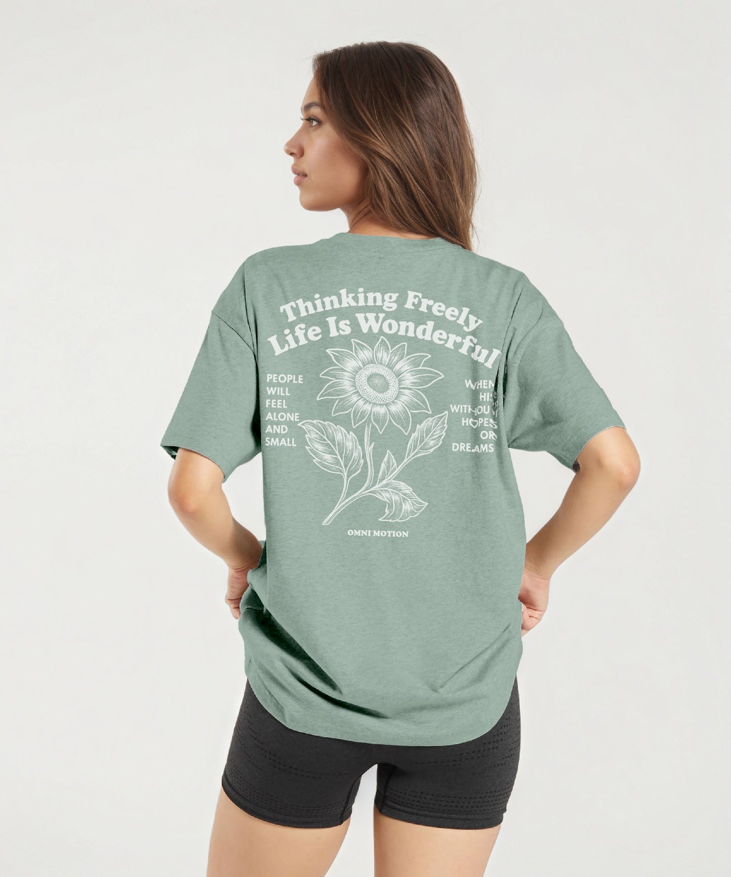 Omni Motion Oversized Graphic Tees Cute Sunflower Inspiration Tops