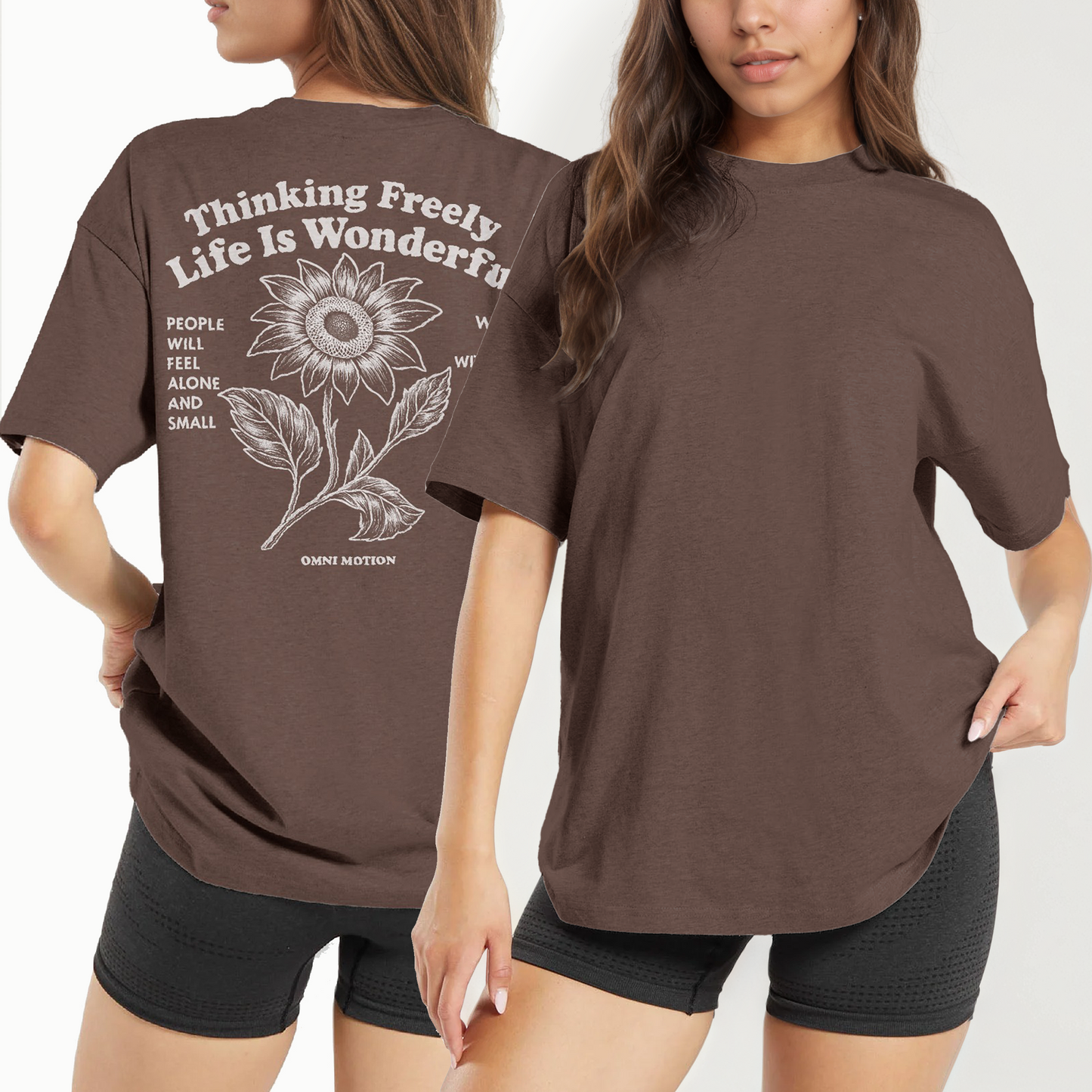 Omni Motion Oversized Graphic Tees Cute Sunflower Inspiration Tops