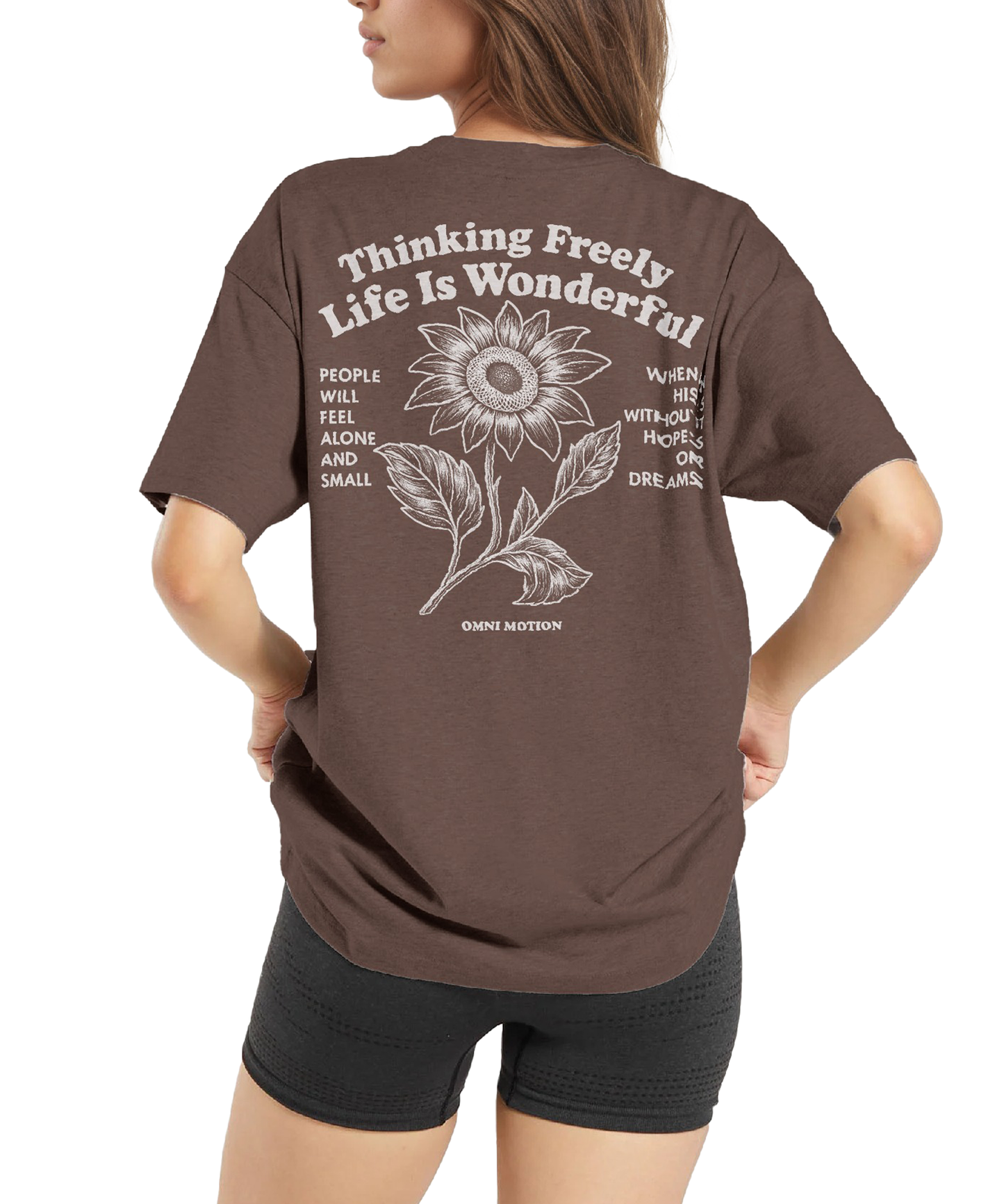 Omni Motion Oversized Graphic Tees Cute Sunflower Inspiration Tops