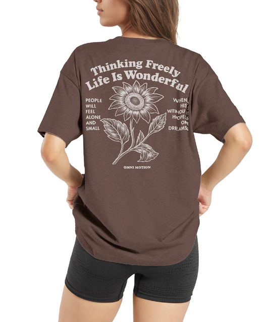 Omni Motion Oversized Graphic Tees Cute Sunflower Inspiration Tops