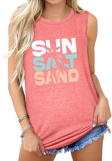 Fashvacation Sun Salt Sand Beach Tank Top for Women
