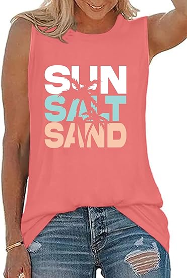 Fashvacation Sun Salt Sand Beach Tank Top for Women