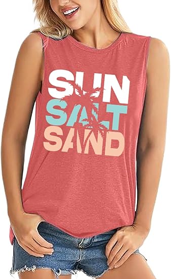 Fashvacation Sun Salt Sand Beach Tank Top for Women