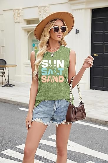Fashvacation Sun Salt Sand Beach Tank Top for Women
