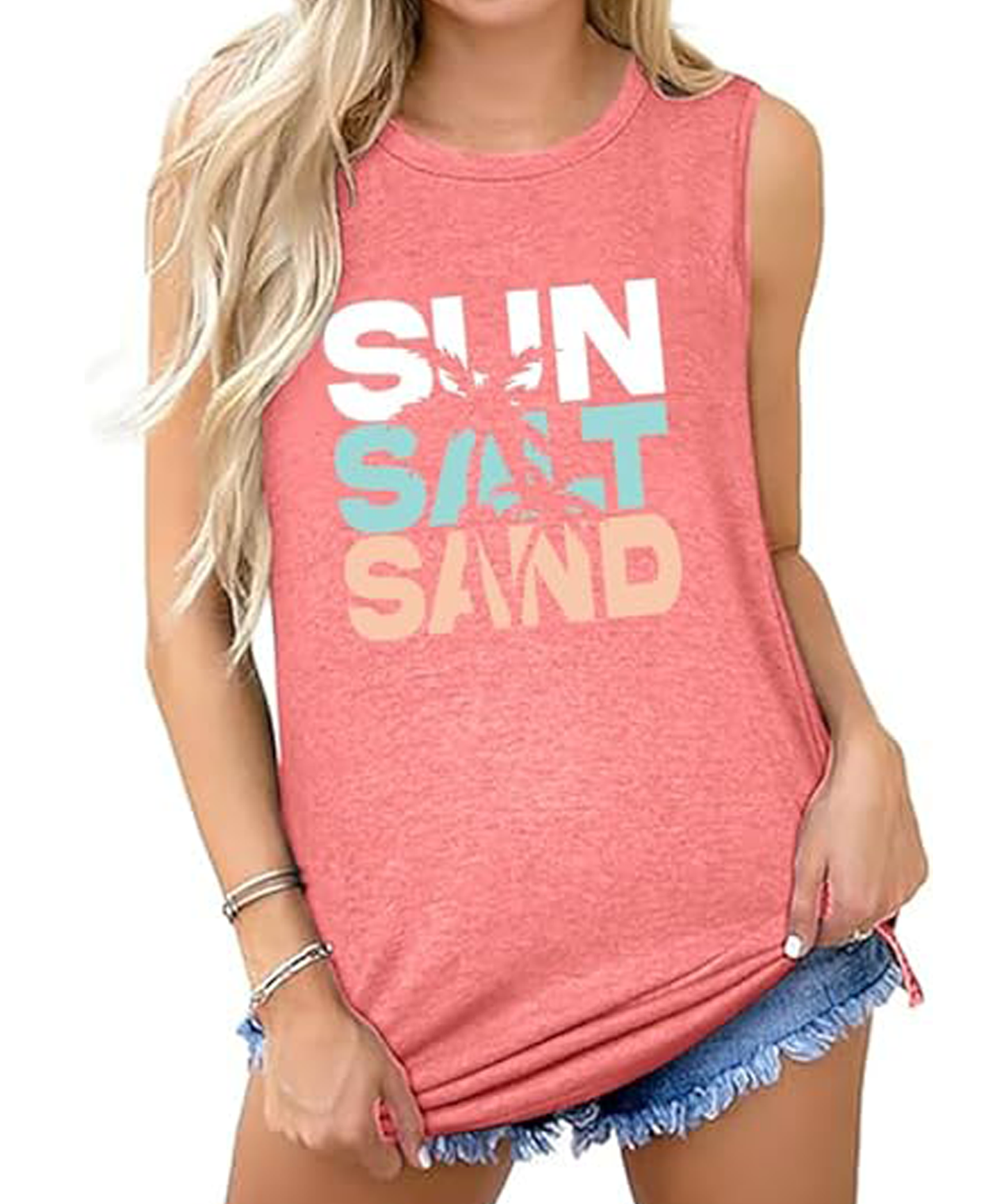 Fashvacation Sun Salt Sand Beach Tank Top for Women