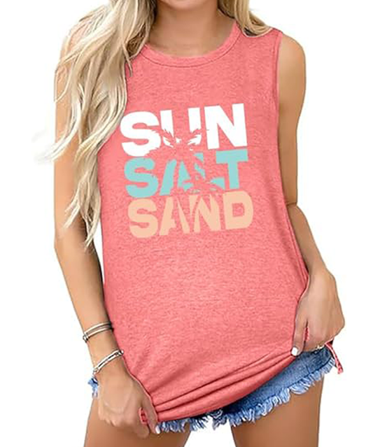 Fashvacation Sun Salt Sand Beach Tank Top for Women